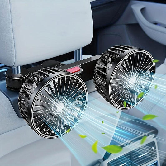 🌞Summer Sale 58% OFF🔥Dual Head USB Car Seat Fan, 3-Speed 360° Rotatable