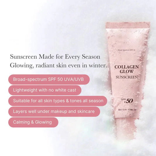 🌸Collagen Sunscreen 🌸| SPF 50 Broad Spectrum Face Sunscreen | Lightweight, Non-Sticky, Hydrating Formula | No White Cast or Residue