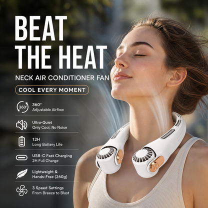 🔥LAST DAY SALE £19.99!!⚡50K+ SOLD!🍃❄️Neck Air Conditioner Fan – Ultra‑quiet, 360° rotating, 3 speeds. Hands‑free cooling, long battery. Summer essential!