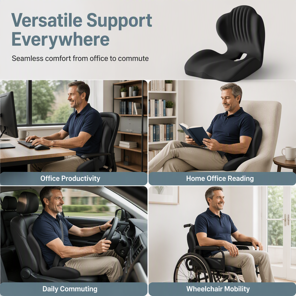 🪑 56% OFF NOW! ✨ Ergonomic memory foam seat cushion with back support – comfortable & supportive for home, office, and car 💺🛡️