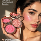 Flower Knows Strawberry Rococo Embossed Blush,Mauve Berry Rose Matte Powder Blush for Cheeks,Buildable & Blendable Face Makeup