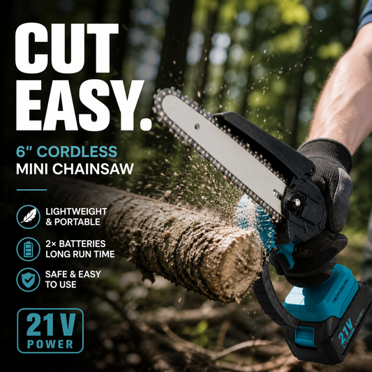 6-inch Cordless Mini Chainsaw with 2 Batteries