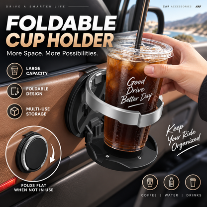 ⏳🔥LIMITED-TIME 50% OFF! ⏰Multifunctional Foldable Car Door Cup Holder Large Diameter Drink and Water Bottle Storage Rack🚗🥤