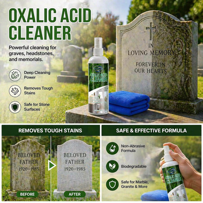 🔥Multi-functional stain remover spray-professionally removes moss and dirt from tombstones, stone cleaner