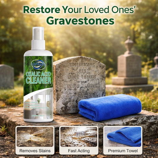 🔥Multi-functional stain remover spray-professionally removes moss and dirt from tombstones, stone cleaner