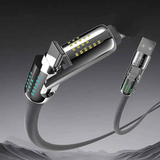 Καλώδιο δεδομένων γρήγορης φόρτισης Aqua4-in-1 με απαλό φως που αναβοσβήνει