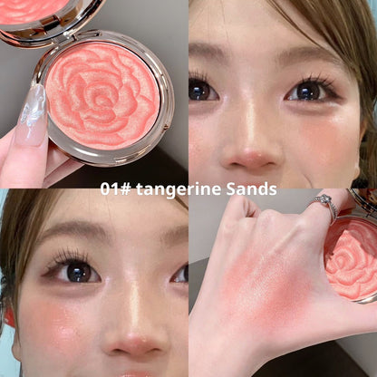 Flower Knows Strawberry Rococo Embossed Blush,Mauve Berry Rose Matte Powder Blush for Cheeks,Buildable & Blendable Face Makeup