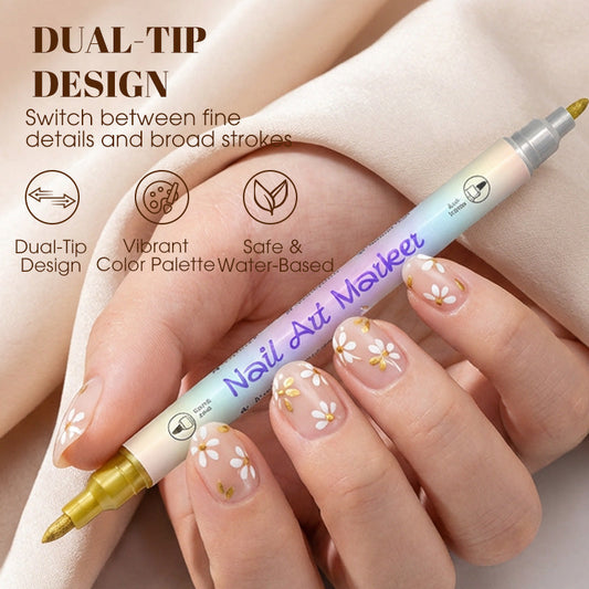 ✨Limited-time 50% discount🎨Dual‑Tip Nail Art Pens – Quick‑dry, no UV lamp. Fine & brush tips. 12 vibrant colors. Easy DIY at home. No smudges, just art! 💅🖌️