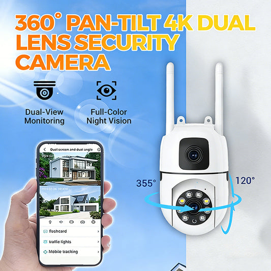 ⏰ Now only 50% off!🔍360° Pan-Tilt 4K Dual-Lens Security Camera – Outdoor Wi-Fi Surveillance Camera
