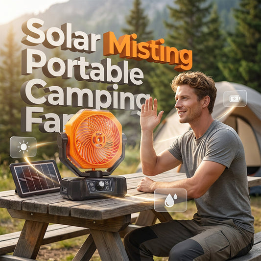 Solar Portable Misting Camping Fan with Remote