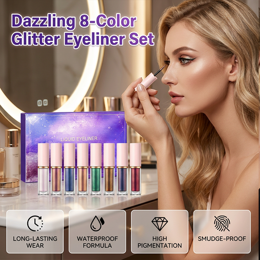 8-Color Glitter Liquid Eyeliner Set