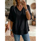 👚✨ Stylish V-neck top – breathable, loose fit, perfect for casual summer days!