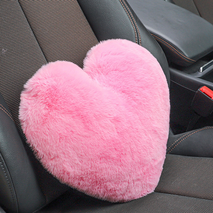 Heart Shaped Plush Car Headrest & Lumbar Support Pillow