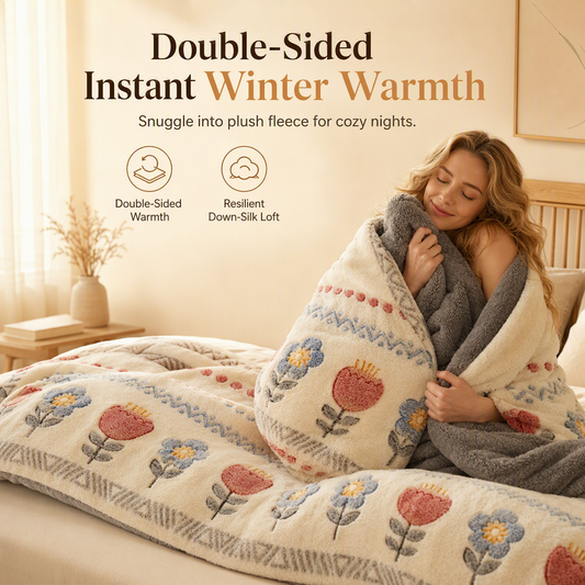 📢📢50% OFF !! ⏰Double-Sided Sherpa Fleece Comforter – Thick Warm Winter Quilt, Soft Velvet Feel | Cozy Bedroom Bedding for Ultimate Comfort❄️