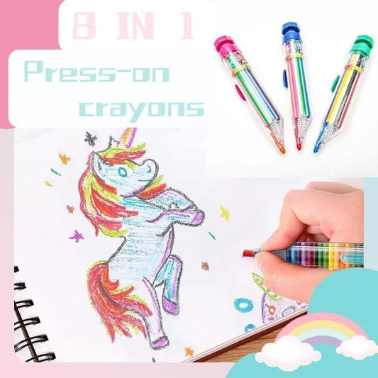 🌈 Last Day Special Price £5.99! 🎨Buy 1 Get 1 Free🎁8-colour push-button coloured pencils, free from any chemical ingredients