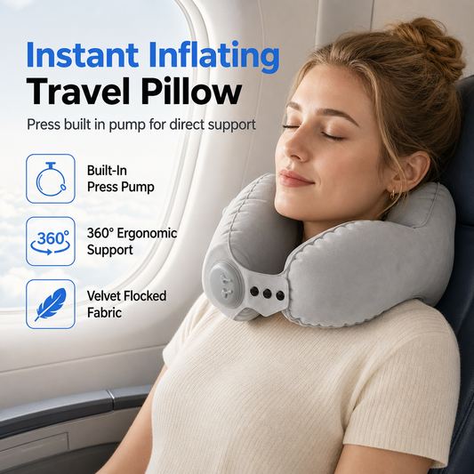 Portable Inflatable U-Shaped Travel Neck Pillow