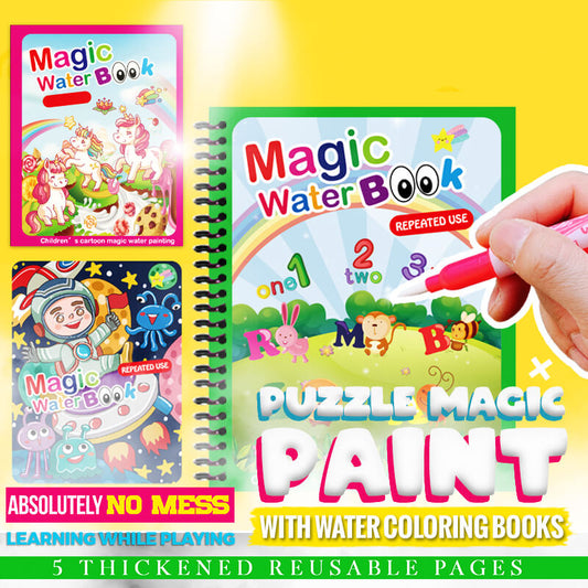 Puzzle Magic Paint with Water Coloring Book