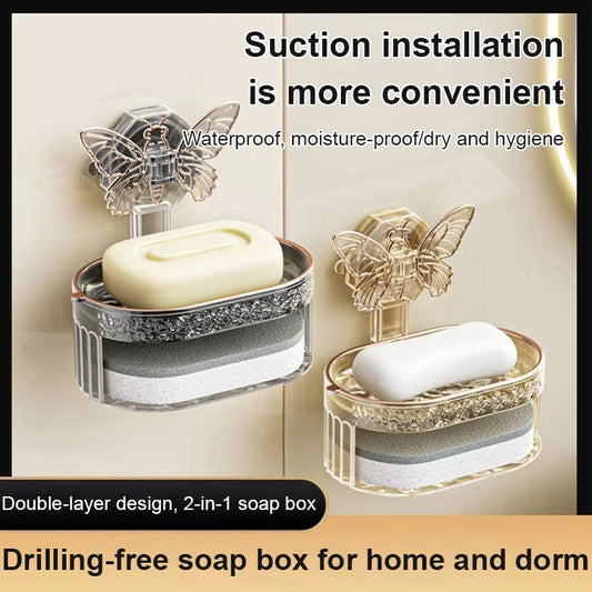 Drilling-free Double Layer Soap Holder with Sponge